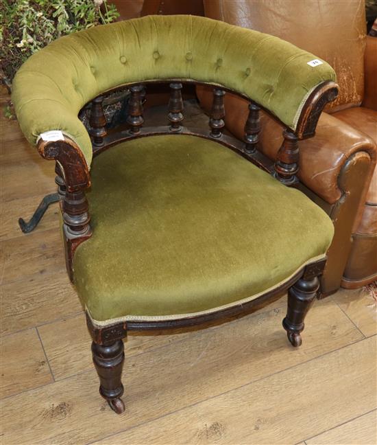 A Victorian oak library chair